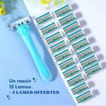 Rasoir à 6 lames anti-coupures - 15 Lames + 3 OFFERTES