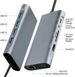 Adaptateur USB-C 11 en 1 HDTV 4K pour PC, MacBook et Tablette...